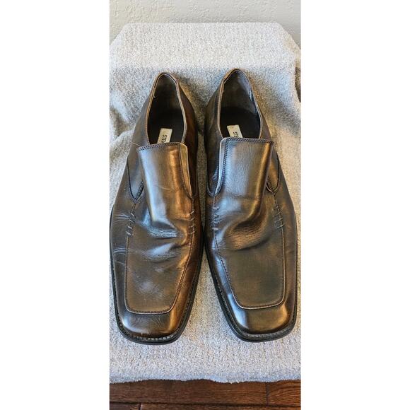 Steve Madden Men\'s Leather Loafers Cognac Brown Size‎ 10 P-Klak Dress Shoes
